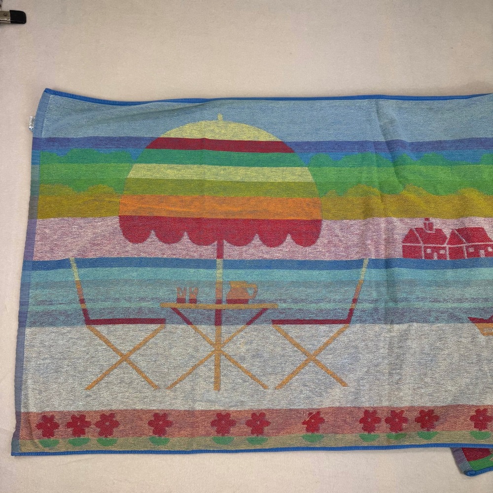 Vintage Body Towels by Saydah Beach Towel Lake Scene Water Skiing Cotton 51x26